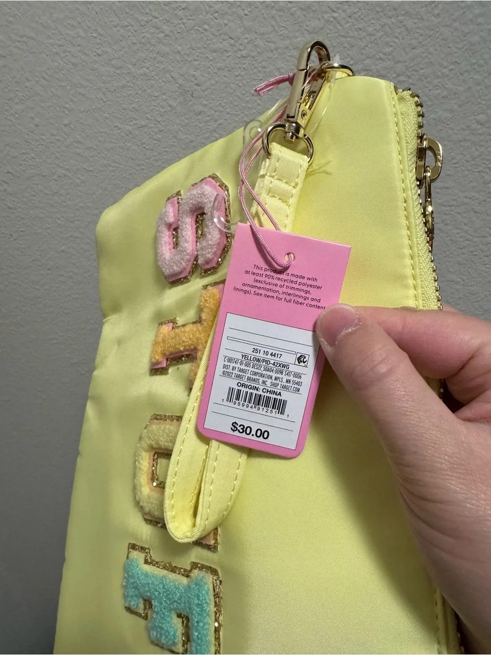 Stoney Clover Lane Yellow 'STUFF' Patch Zip Pouch